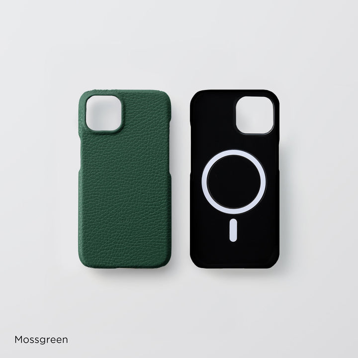 Genuine Leather, 32 Colors, Italian Shrunken Leather, MagSafe Compatible, Shock-Absorbing Back Case for iPhone Series