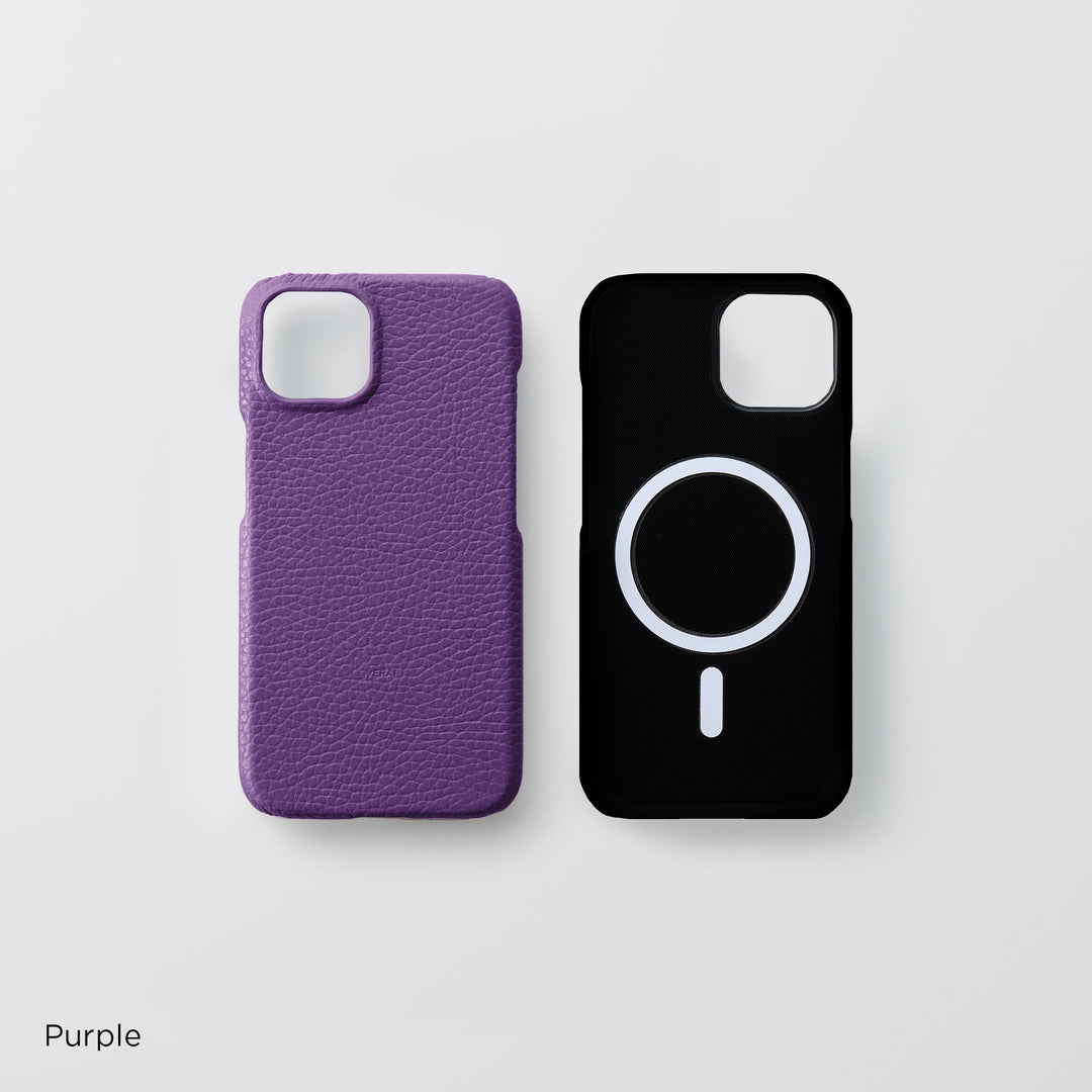 Genuine Leather, 32 Colors, Italian Shrunken Leather, MagSafe Compatible, Shock-Absorbing Back Case for iPhone Series