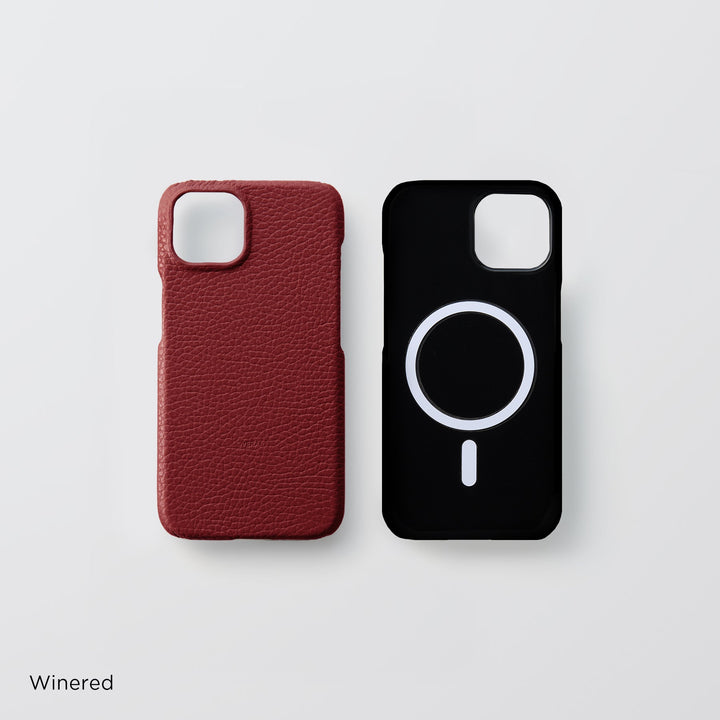 Genuine Leather, 32 Colors, Italian Shrunken Leather, MagSafe Compatible, Shock-Absorbing Back Case for iPhone Series