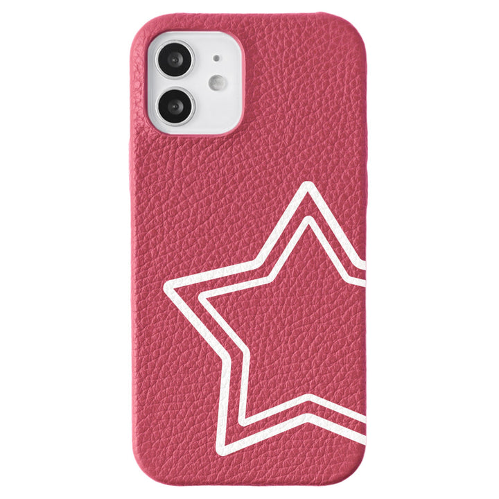 Cuir véritable 32 couleurs cuir italien grainé motif étoile coque arrière série Galaxy