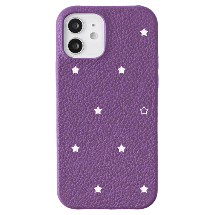 Cuir véritable 32 couleurs cuir italien grainé motif étoile coque arrière série Galaxy