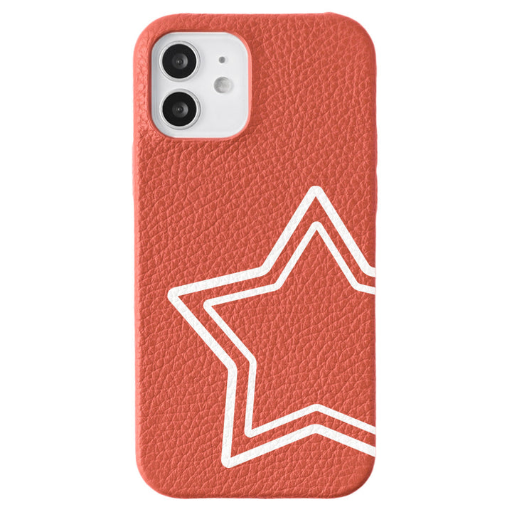 Cuir véritable 32 couleurs cuir italien grainé motif étoile coque arrière série Galaxy
