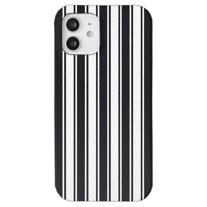 Genuine leather 32 colors Italian shrink leather stripe pattern back case iPhone series
