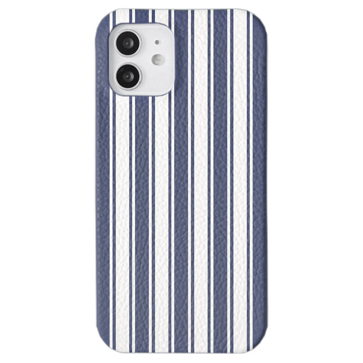 Genuine leather 32 colors Italian shrink leather stripe pattern back case iPhone series