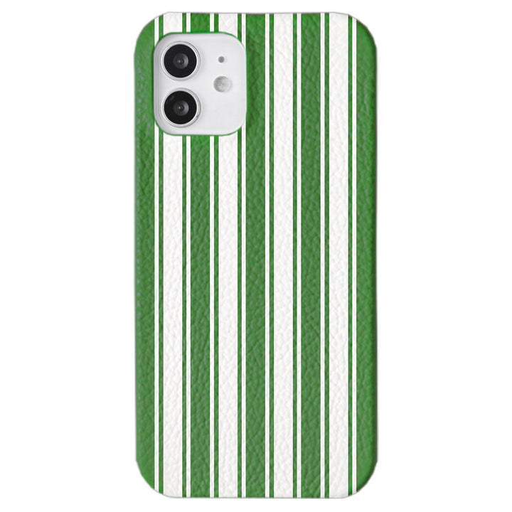 Genuine leather 32 colors Italian shrink leather stripe pattern back case iPhone series