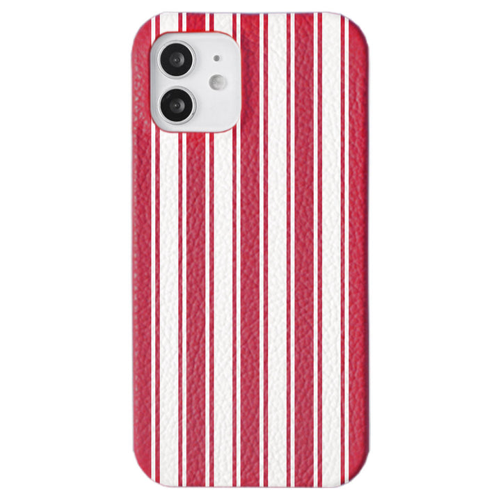 Genuine leather 32 colors Italian shrink leather stripe pattern back case iPhone series