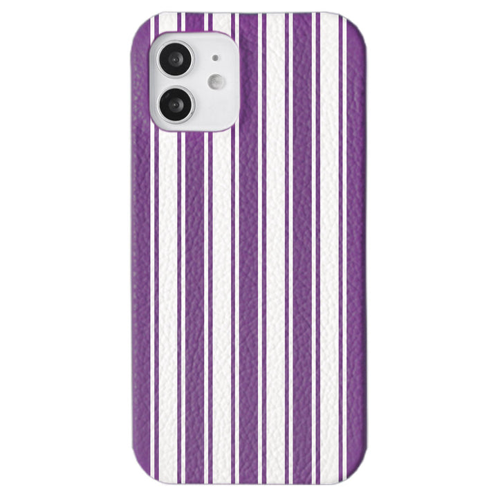 Genuine leather 32 colors Italian shrink leather stripe pattern back case iPhone series