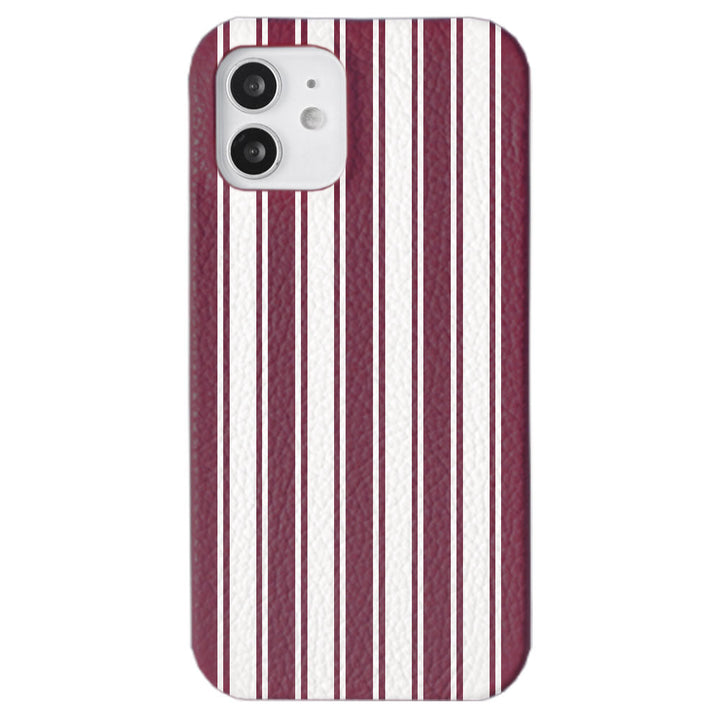 Genuine leather 32 colors Italian shrink leather stripe pattern back case iPhone series