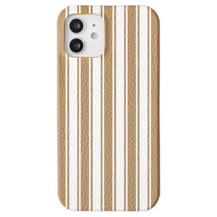Genuine leather 32 colors Italian shrink leather stripe pattern back case iPhone series