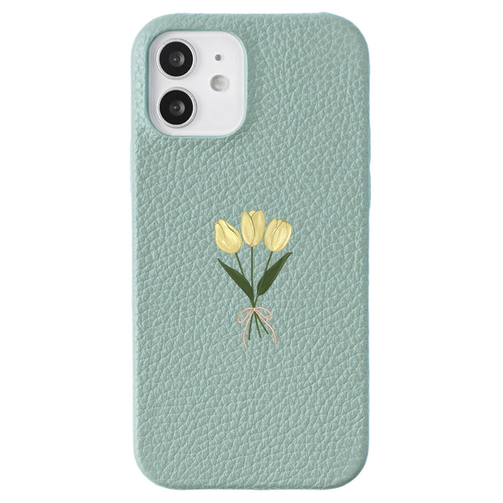 Genuine leather 32 colors Italian shrink leather tulip pattern back case AQUOS series