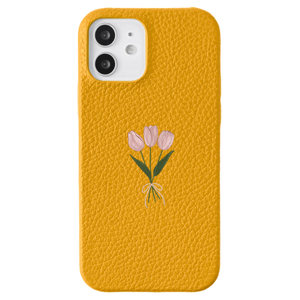 Genuine leather 32 colors Italian shrink leather tulip pattern back case AQUOS series