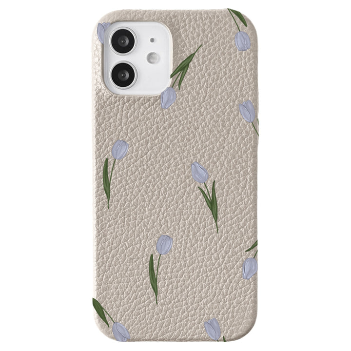 本革 32色 イタリアンシュリンクレザー チューリップ柄 背面ケース