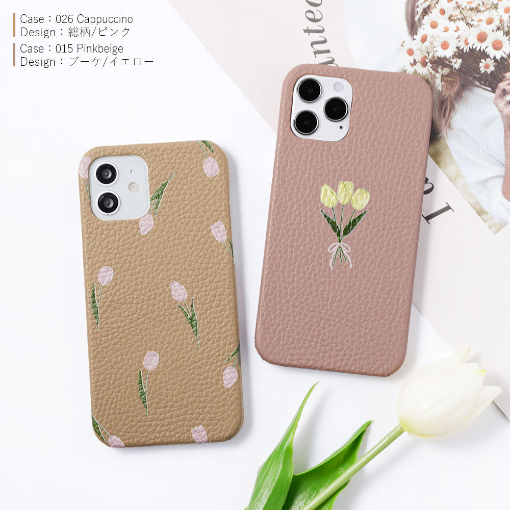 Genuine leather 32 colors Italian shrink leather tulip pattern back case AQUOS series