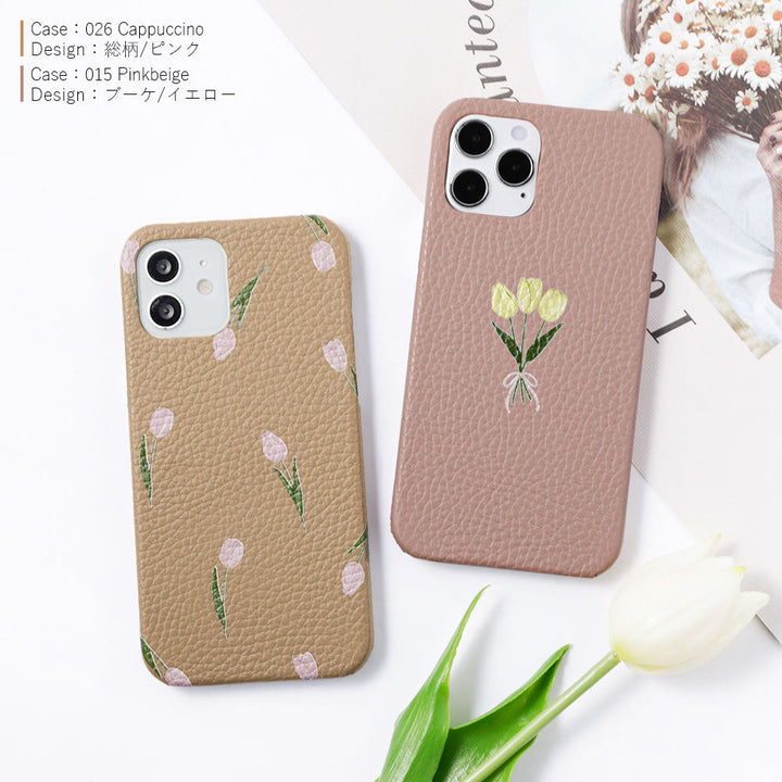 Genuine leather 32 colors Italian shrink leather tulip pattern back case AQUOS series