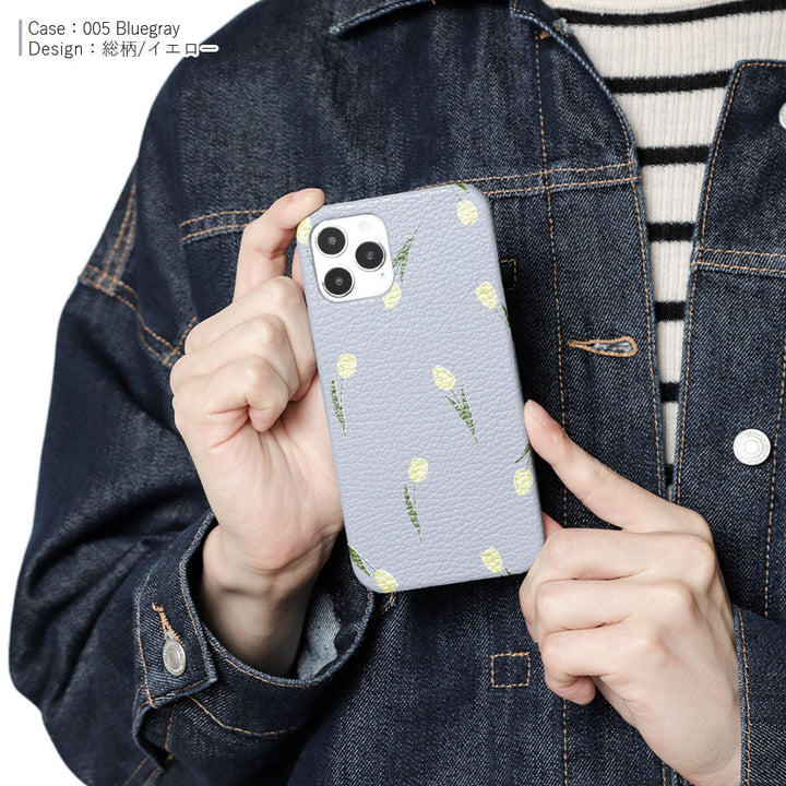 Genuine leather 32 colors Italian shrink leather tulip pattern back case AQUOS series