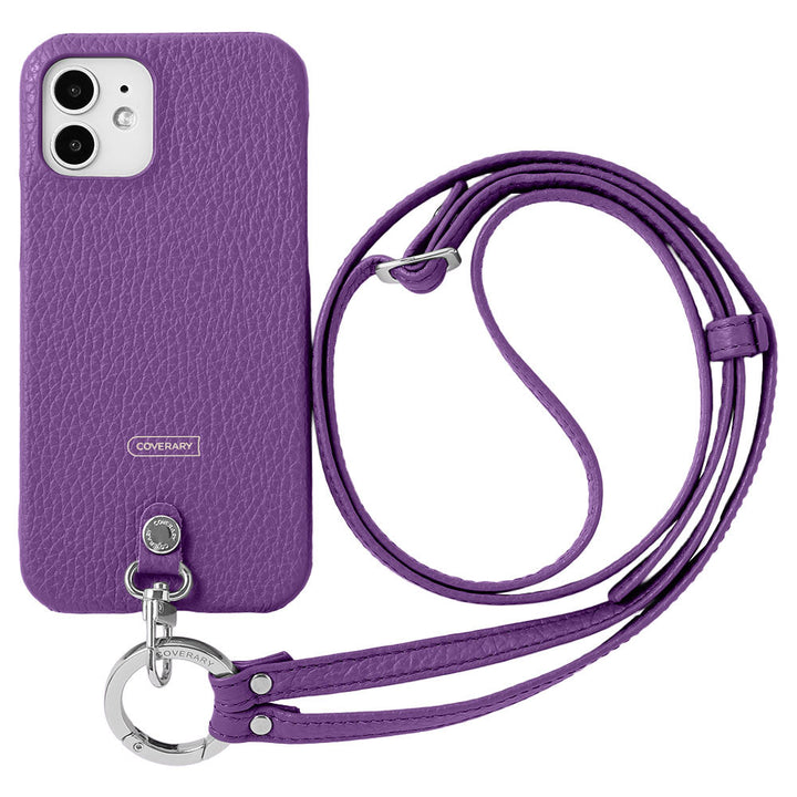 本革 32色 イタリアンシュリンクレザー リングショルダーストラップ(金具調整あり)付き 背面ケース iPhoneシリーズ