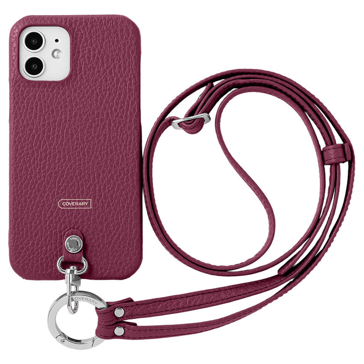 Genuine leather 32 colors Italian shrink leather ring shoulder strap (with metal fitting adjustment) attached back case