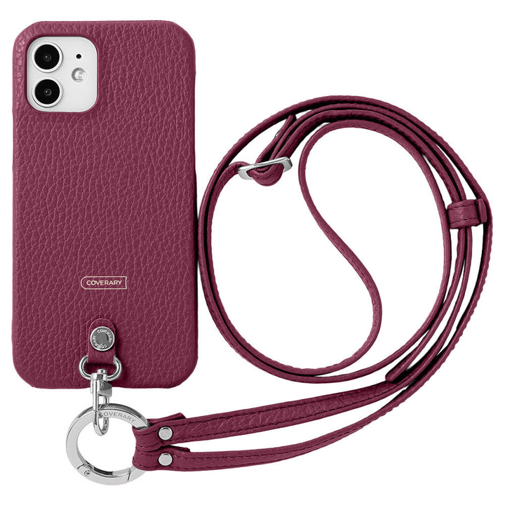 本革 32色 イタリアンシュリンクレザー リングショルダーストラップ(金具調整あり)付き 背面ケース iPhoneシリーズ