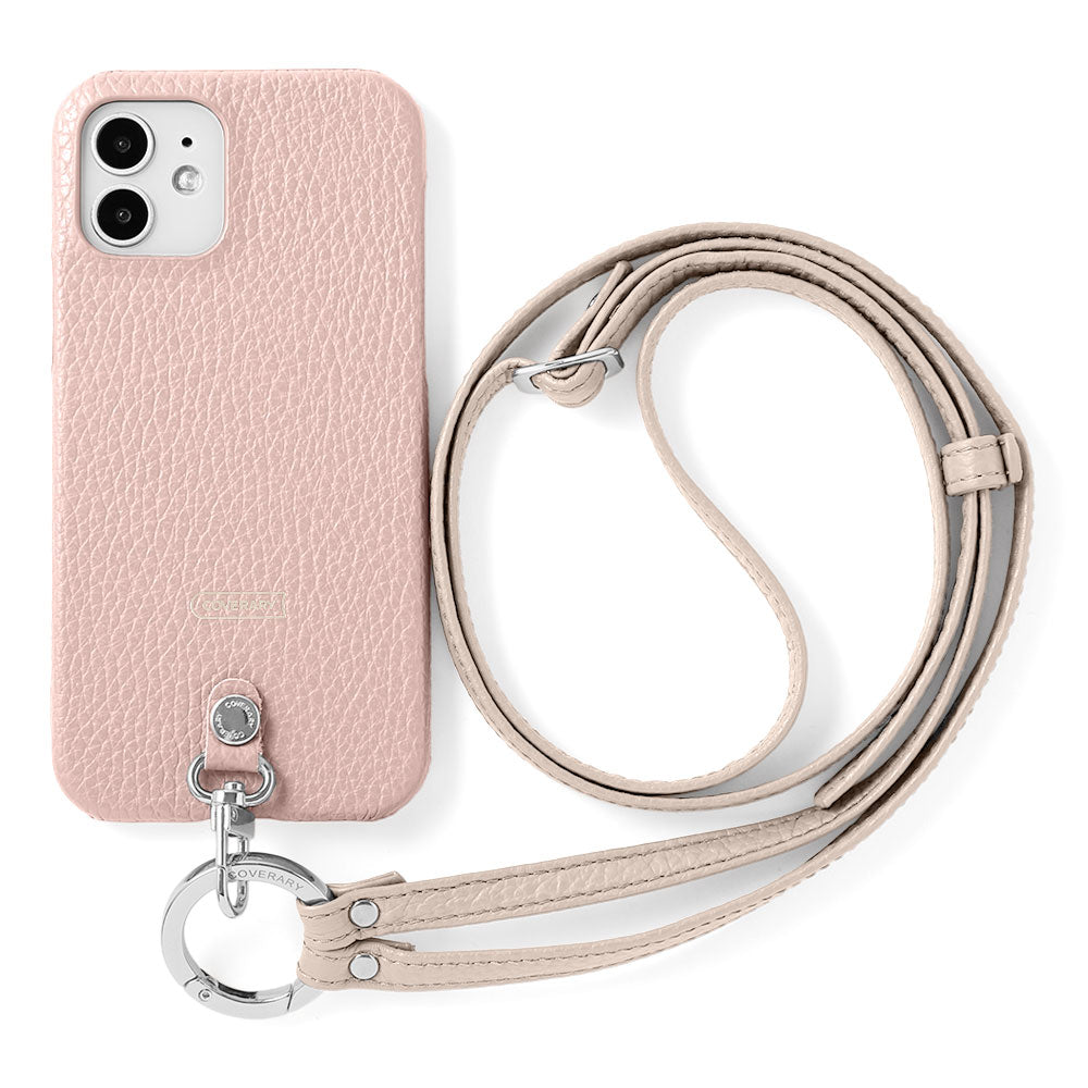 本革 32色 イタリアンシュリンクレザー リングショルダーストラップ(金具調整あり)付き 背面ケース iPhoneシリーズ