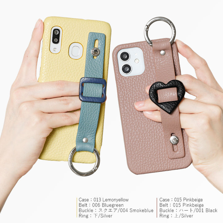 本革 32色 イタリアンシュリンクレザー バックルハンドベルト付き 背面ケース