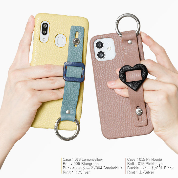 本革 32色 イタリアンシュリンクレザー バックルハンドベルト付き 背面ケース Xperiaシリーズ