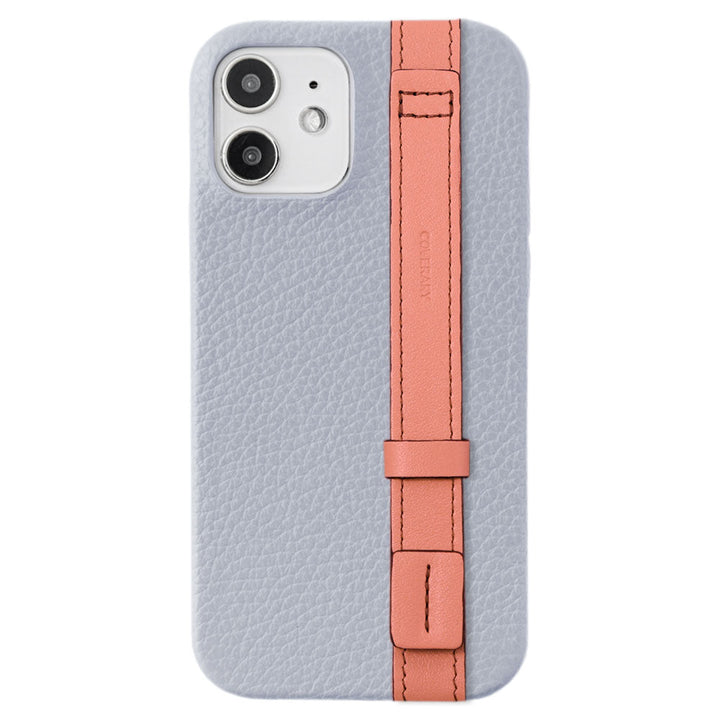 Genuine leather 32 colors Italian shrink leather accent line with hand belt back case for iPhone series