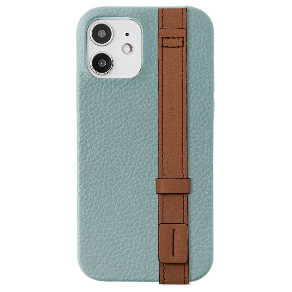 Genuine leather 32 colors Italian shrink leather accent line with hand belt back case for iPhone series