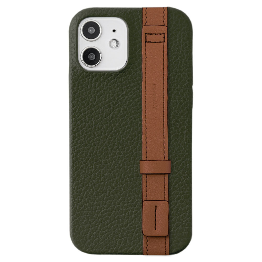 Genuine leather 32 colors Italian shrink leather accent line with hand belt back case for iPhone series