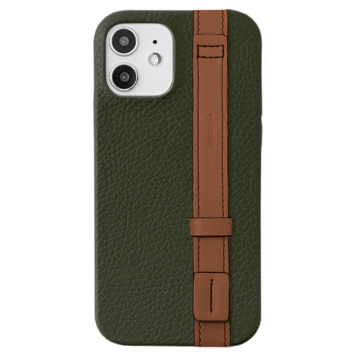 Genuine leather 32 colors Italian shrink leather accent line with hand belt back case for iPhone series