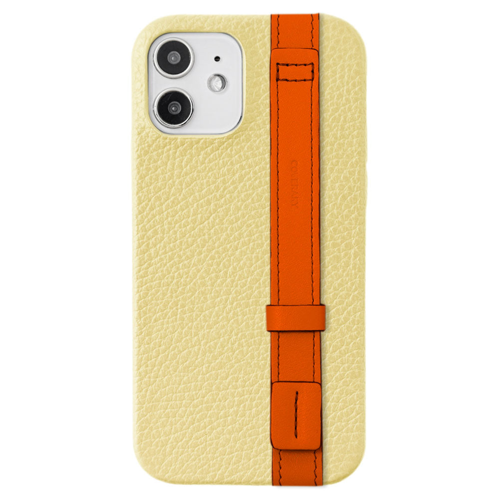 Genuine leather 32 colors Italian shrink leather accent line with hand belt back case for iPhone series