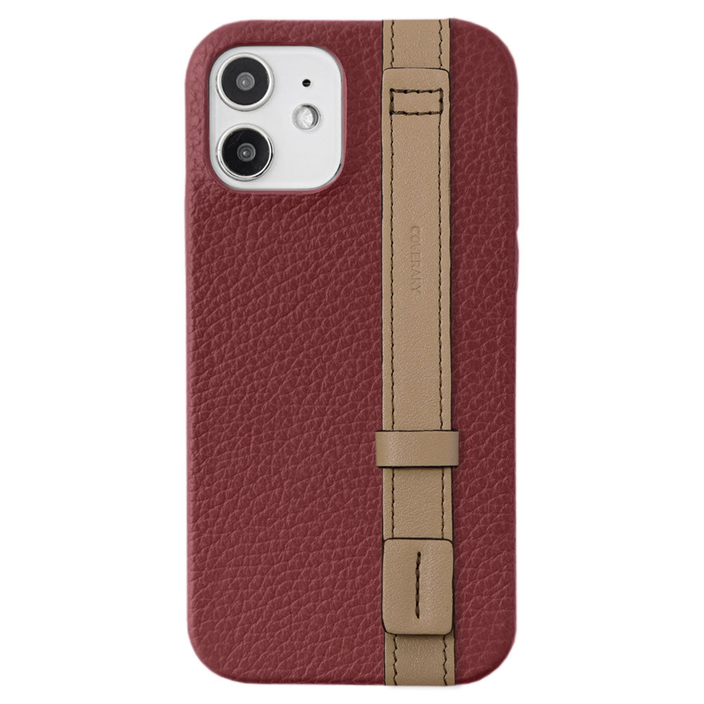 Genuine leather 32 colors Italian shrink leather accent line with hand belt back case for iPhone series