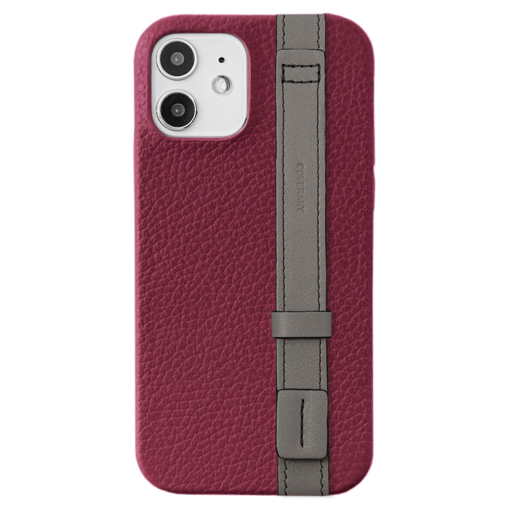 Genuine leather 32 colors Italian shrink leather accent line with hand belt back case for iPhone series