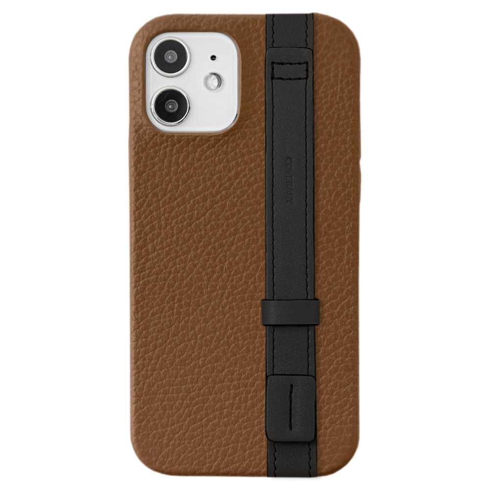 Genuine leather 32 colors Italian shrink leather accent line with hand belt back case for iPhone series