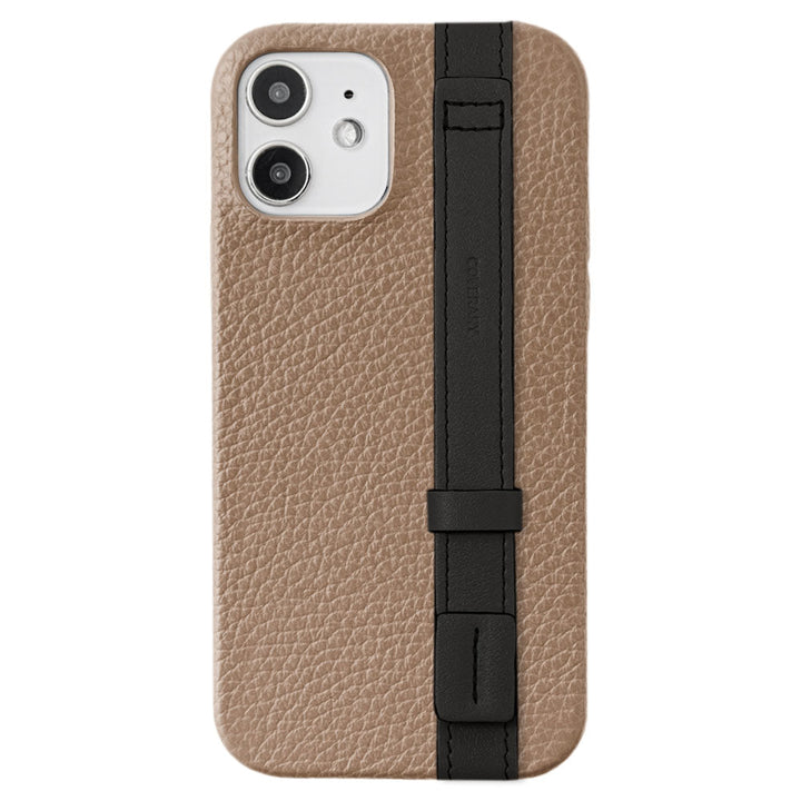 Genuine leather 32 colors Italian shrink leather accent line with hand belt back case for iPhone series