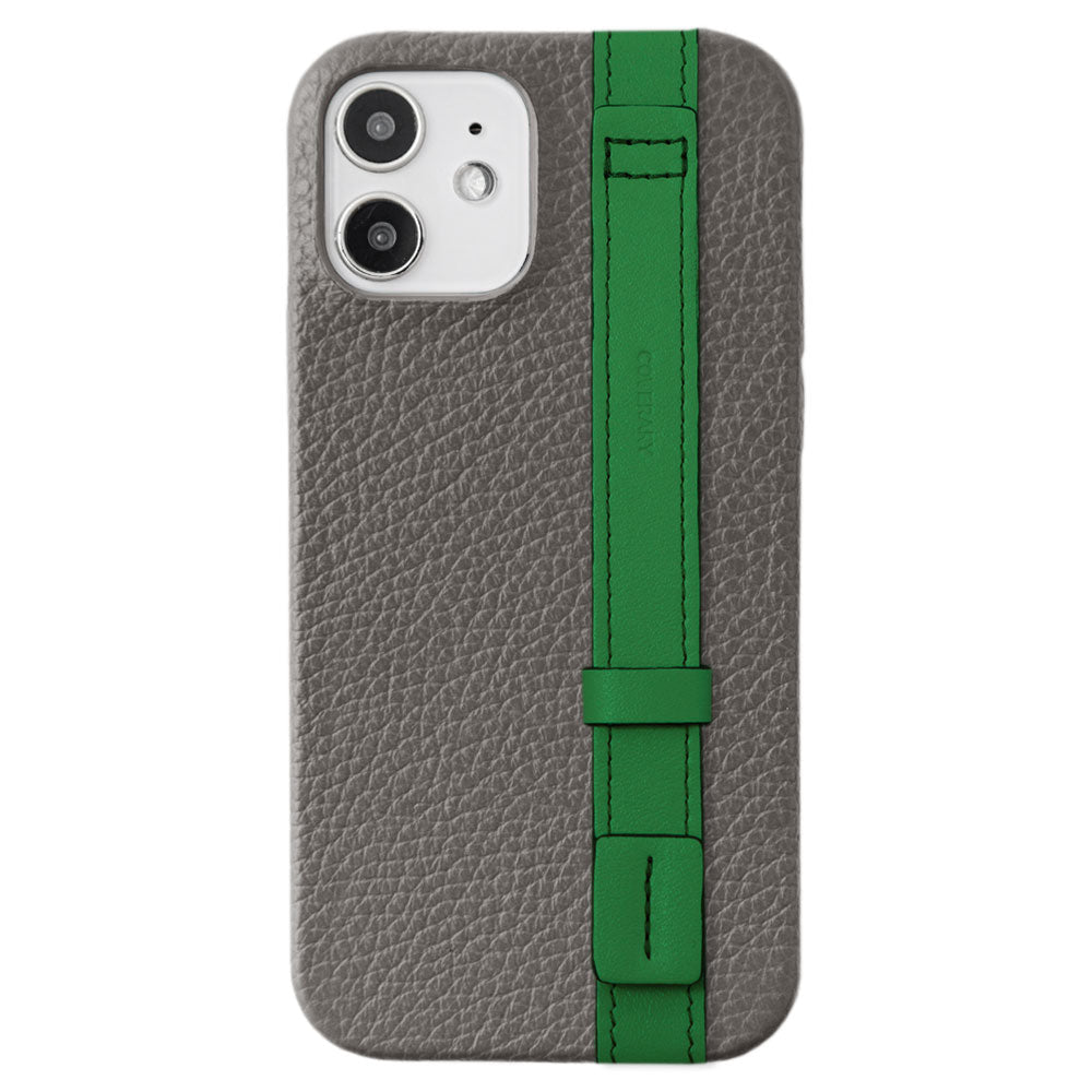 Genuine leather 32 colors Italian shrink leather accent line with hand belt back case for iPhone series