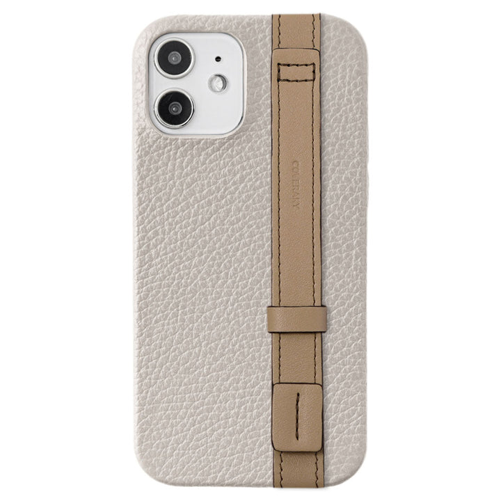 Genuine leather 32 colors Italian shrink leather accent line with hand belt back case for iPhone series