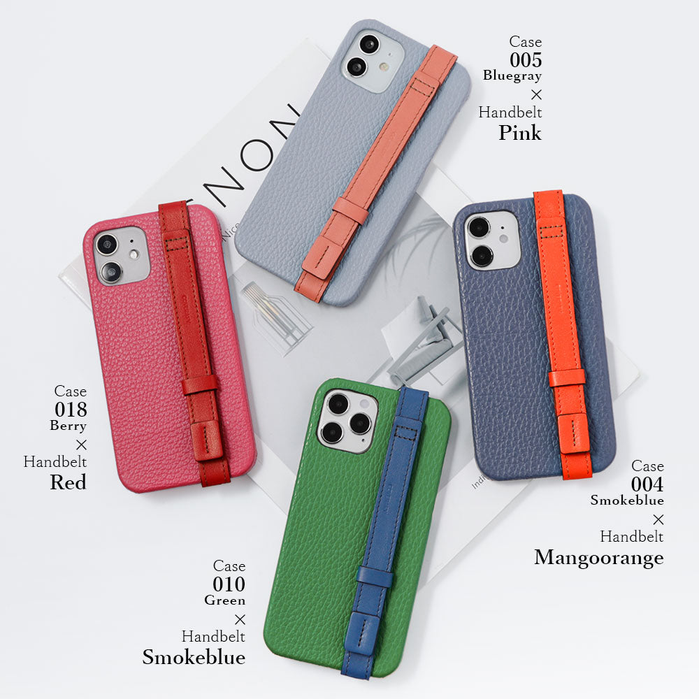 Genuine leather 32 colors Italian shrink leather accent line with hand belt back case for iPhone series