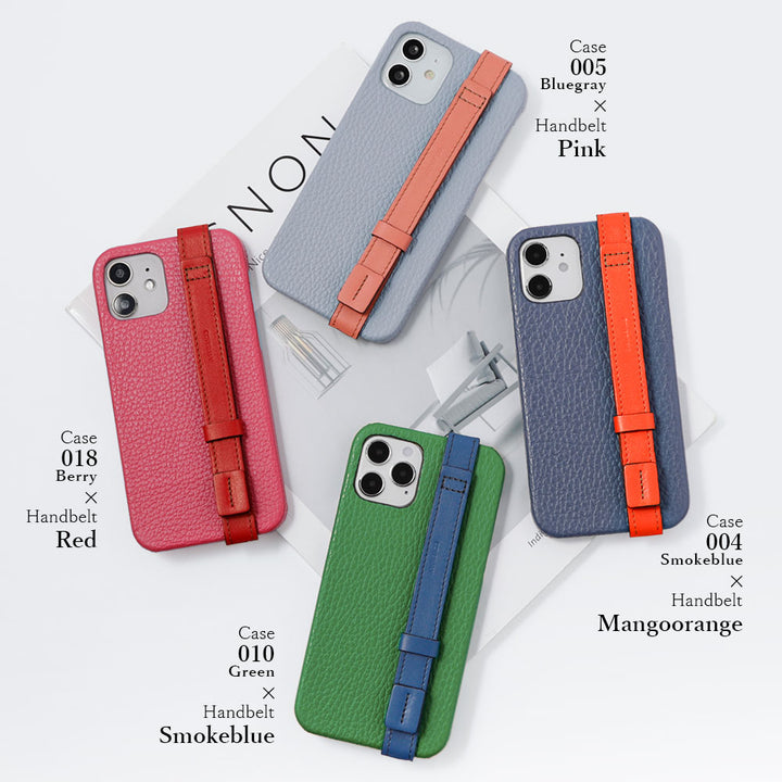 Genuine leather 32 colors Italian shrink leather accent line with hand belt back case for iPhone series