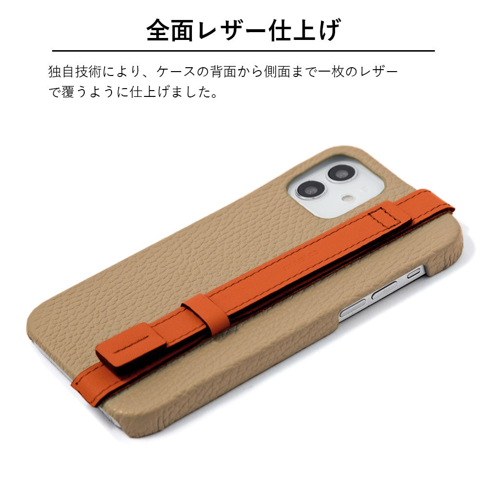 本革 32色 イタリアンシュリンクレザー アクセントライン ハンドベルト付き 背面ケース AQUOSシリーズ