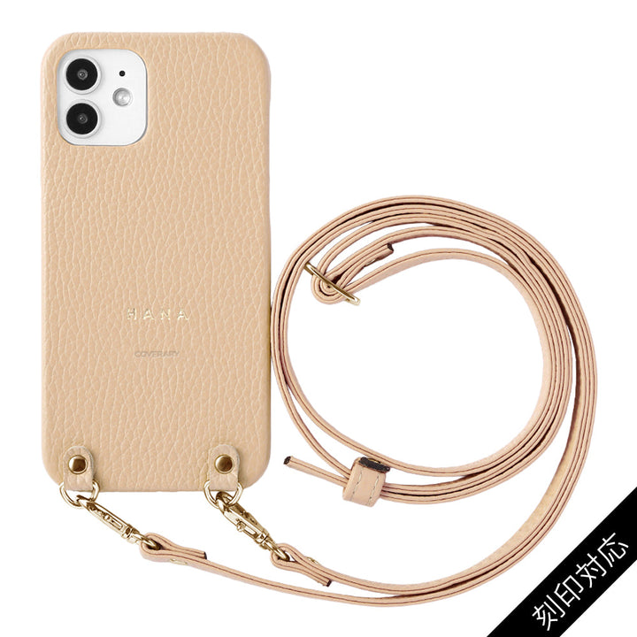 Cuir véritable 32 couleurs cuir italien grainé avec bandoulière étui arrière gravure personnalisée (impression à chaud) série iPhone