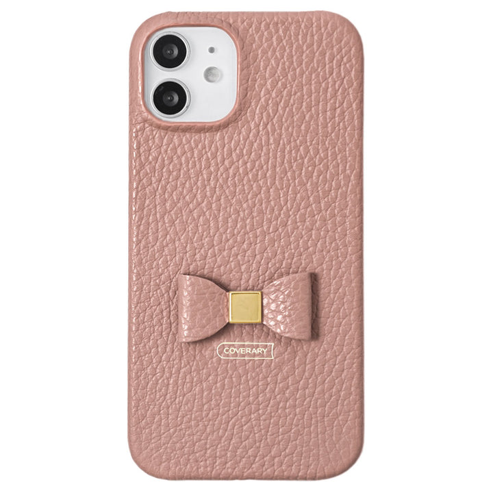 Genuine leather 32 colors Italian shrink leather one-point ribbon decoration back case