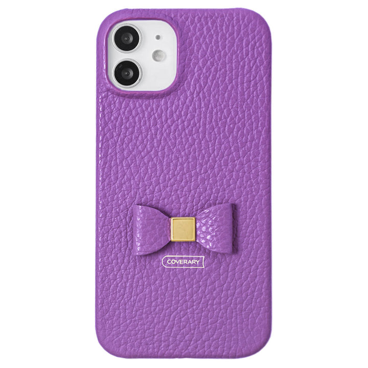 Cuir véritable 32 couleurs Cuir italien grainé Choix de décoration ruban Coque arrière Série iPhone