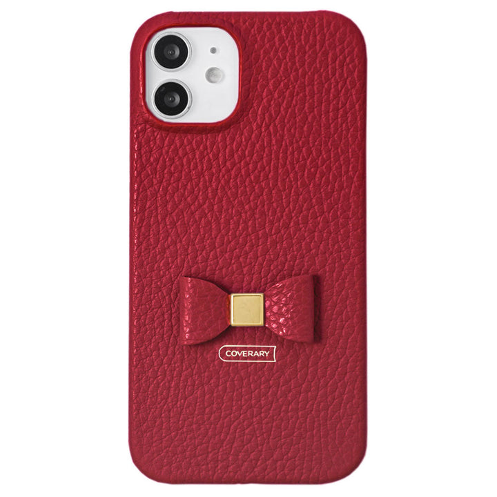 Cuir véritable 32 couleurs Cuir italien grainé Choix de décoration ruban Coque arrière Série iPhone