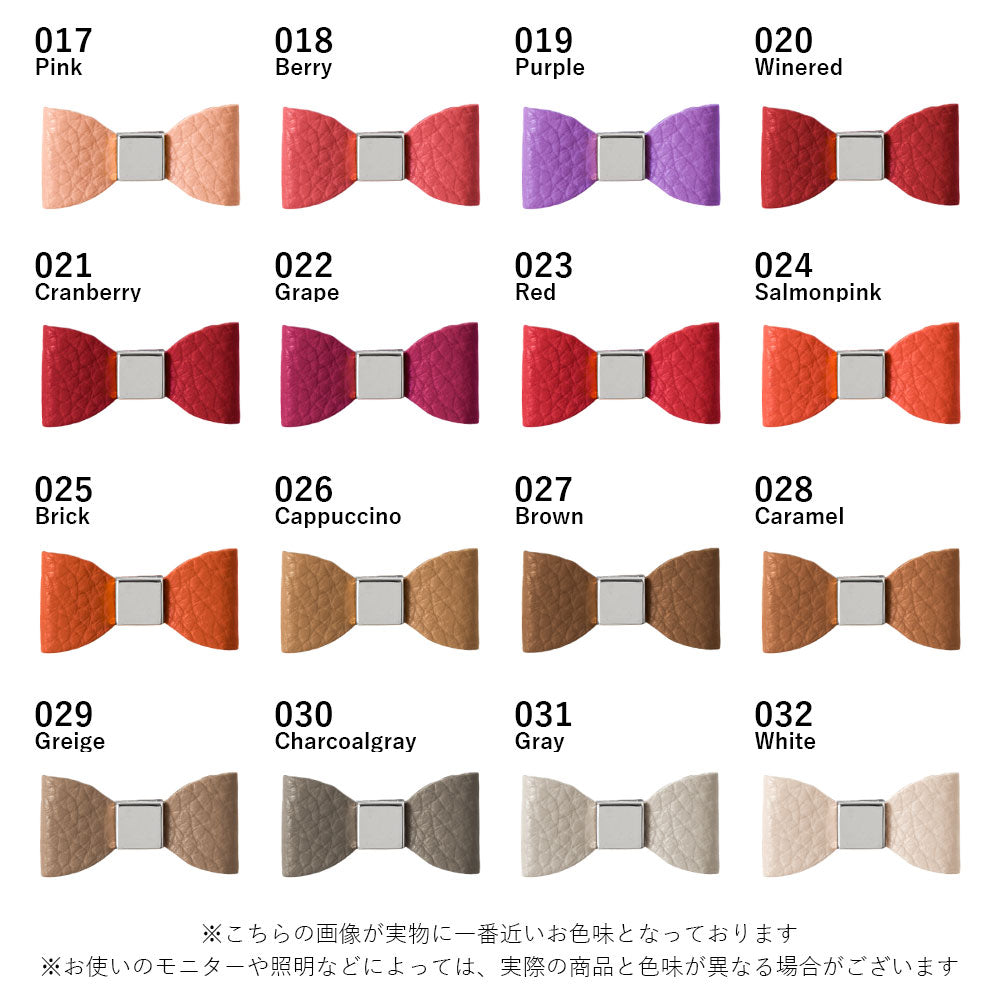 Genuine leather 32 colors Italian shrink leather selectable bicolor one-point ribbon decoration back case