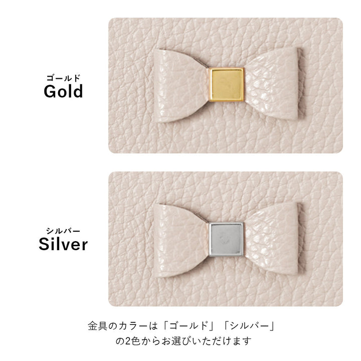 Genuine leather 32 colors Italian shrink leather selectable bicolor one-point ribbon decoration back case