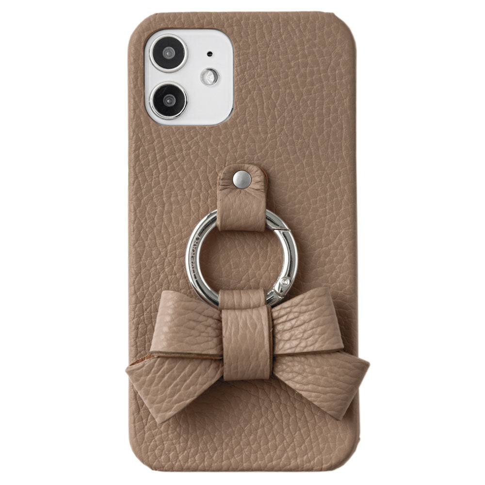 本革 32色 イタリアンシュリンクレザー リボンスマホリング付き 背面