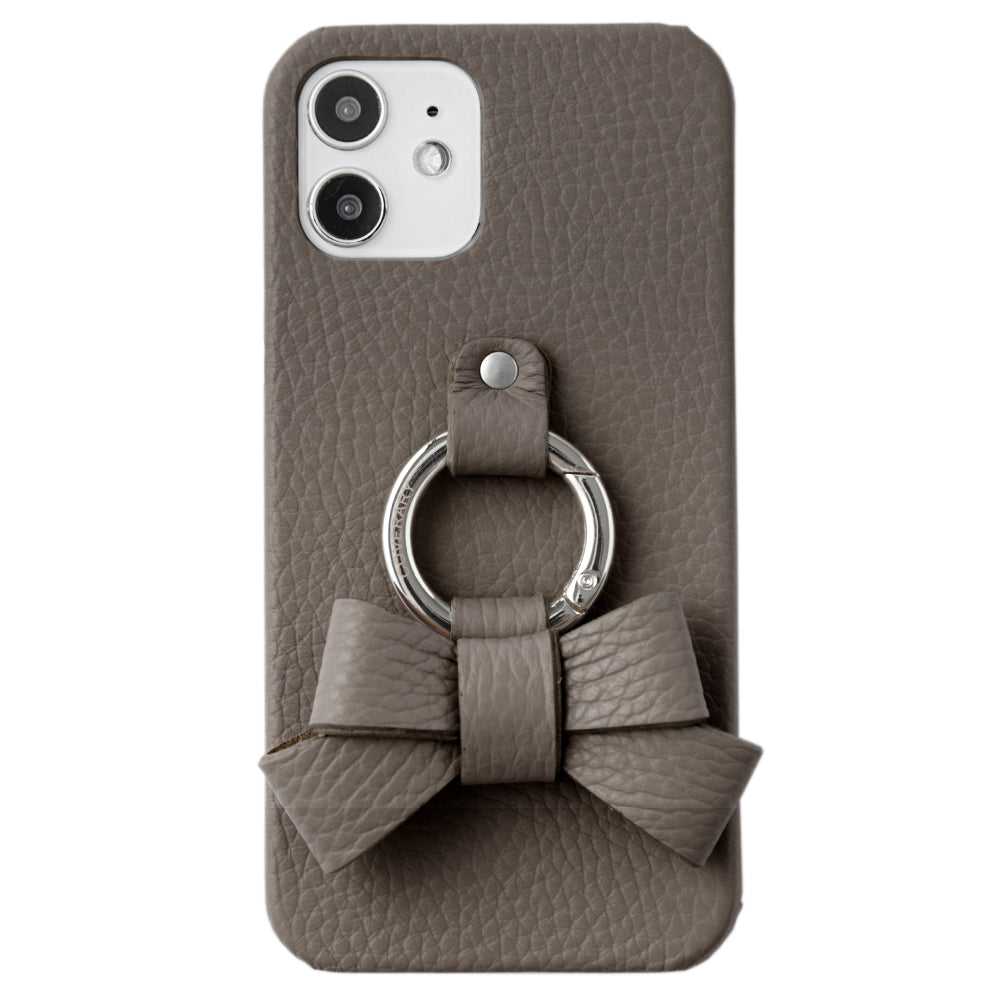 本革 32色 イタリアンシュリンクレザー リボンスマホリング付き 背面