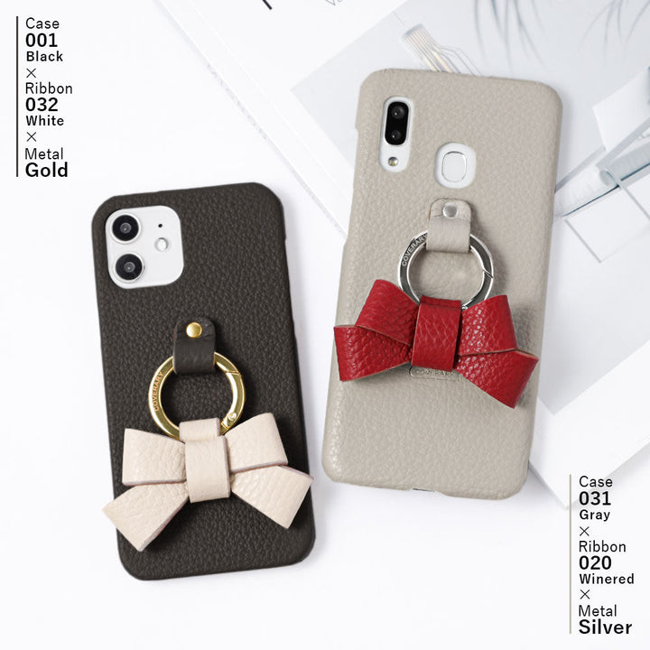 本革 32色 イタリアンシュリンクレザー リボンスマホリング付き 背面ケース Google Pixelシリーズ