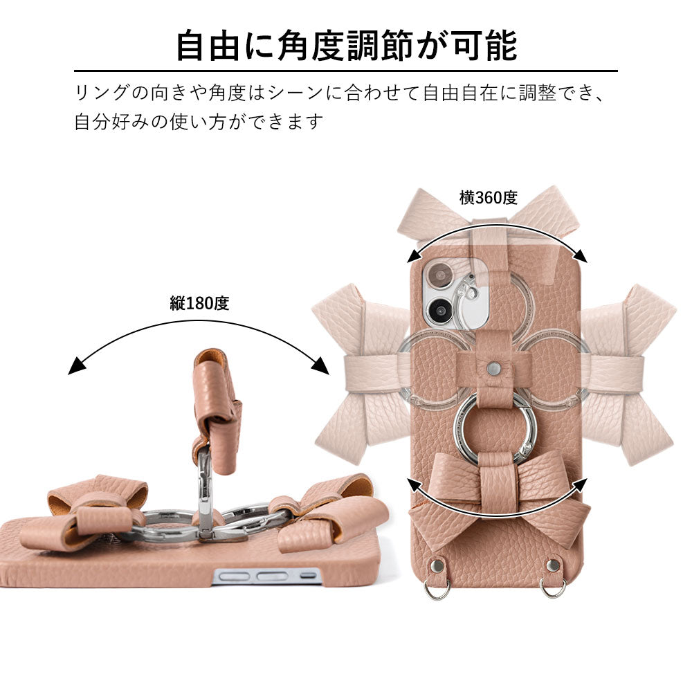 本革 32色 イタリアンシュリンクレザー リボンスマホリング＆ショルダーストラップ付き 背面ケース Google Pixelシリーズ