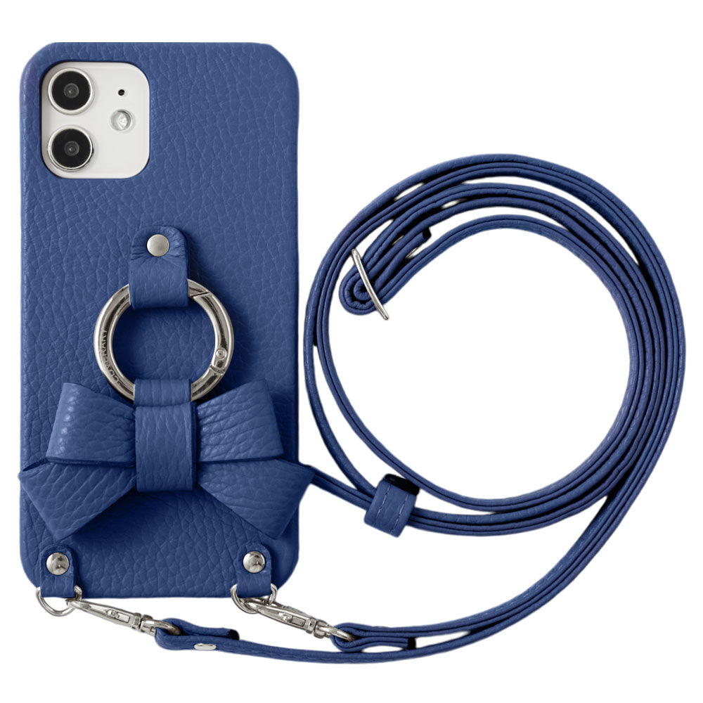 Genuine leather 32 colors Italian shrink leather ribbon smartphone ring & shoulder strap included back case Xperia series